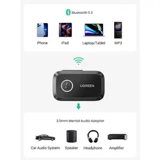 Bluetooth receiver UGREEN CM596 (90748), Bluetooth, AUX, Car Adapter, Black, 6 image
