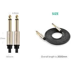 Audio cable UGREEN AV127 (10629) 3.5mm to 6.35mm TRS Stereo Audio Cable 3m, Gray, 5 image