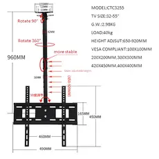 ALLSCREEN TV Ceiling Mount Bracket CTC3255 TV SIZE: 32"-55", 3 image