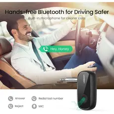 Audio adapter UGREEN CM279 (70304) Bluetooth 5.0 Receiver Audio Adapter APTX with Mic, Black, 5 image
