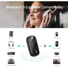 Audio adapter UGREEN CM279 (70304) Bluetooth 5.0 Receiver Audio Adapter APTX with Mic, Black, 4 image