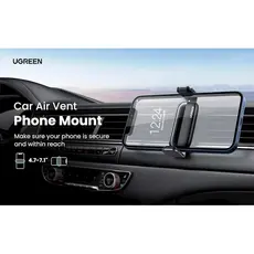 Mobile phone holder Ugreen LP120 (10422), Air Vent Phone Holder, Gray, 7 image