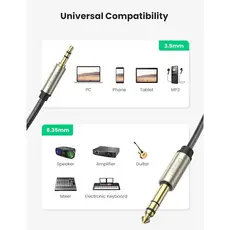 Audio cable UGREEN (10630) 3.5mm to 6.35mm TRS Stereo Audio Cable 5m (Gray), 3 image