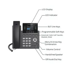 IP phone Grandstream GRP2612 Carrier-Grade IP Phones 2+2 line keys 2 SIP accounts 16 Digital BLF and Speed Dial keys HD, 4 image