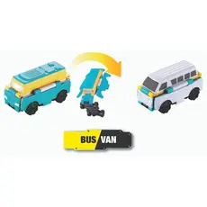 The toy vehicle is the TransRacers Bus & Van, 3 image