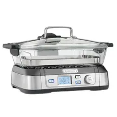 Steamer Cuisinart STM1000E, 1800W, 5L, Electric Glass Steamer, Black/Silver, 2 image
