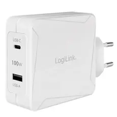 Adapter Logilink PA0281 Dual USB charger set 1x USB-C 1x USB-A 100W white