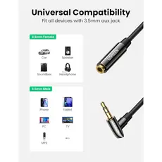 Audio adapter UGREEN AV188 (10683), 3.5mm Male to Female, Extension Cable, 5m, Black, 3 image