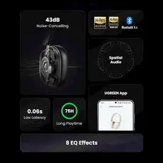Headphone UGREEN HP203 (35757), Headset, Wireless, Bluetooth, Black, 5 image