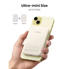 Portable charger UGREEN 25207 MagSafe PD 3.0, 5000mAh, USB-C, Magnetic Power Bank, Beige, 4 image