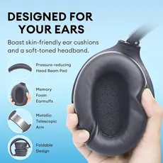 Headphone Edifier WH700NB, Active Noise Canceling Headphones, Wireless, Bluetooth, Grey, 7 image