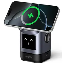 UGREEN Uno W709 (45775) Qi2, 15W, 2-in-1 Magnetic Wireless Charger, Black/Grey, 2 image