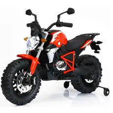 Children's electric motorcycle 608R with leather seat and rubber tires