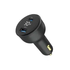 Gembird TA-UC-AC2PD30LCD-CAR-01 2-port USB CarFast Charger USB-C PD LCD 30W Black, 5 image