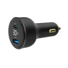 Gembird TA-UC-AC2PD30LCD-CAR-01 2-port USB CarFast Charger USB-C PD LCD 30W Black, 6 image