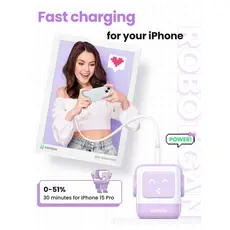 Mobile charger UGREEN CD361 (35291) Nexode Uno RobotGaN, 65W, USB, USB Type-C, Purple, 8 image