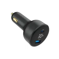 Gembird TA-UC-AC2PD30LCD-CAR-01 2-port USB CarFast Charger USB-C PD LCD 30W Black, 3 image