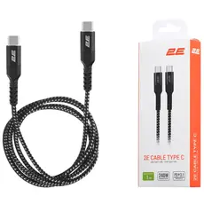 USB Cable 2E Cable USB-C > USB-C charge/data, 1m, 240W Type-C, Aluminum Shell, black, 2 image