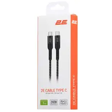 USB Cable 2E Cable USB-C > USB-C charge/data, 1m, 240W Type-C, Aluminum Shell, black, 4 image