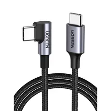 USB Cable UGREEN US255 (50123), 60W, Type-C to Angled Type-C Round, 1m, Gray
