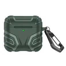 TVC AirPods 4 Case Split Design Soft TPU Shockproof Earphone Cover with Carabiner - Blackish Green