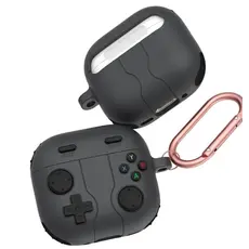 TVC AirPods 4 Case Game Console Shape Earphones Silicone Shell with Carabiner - Dark Grey