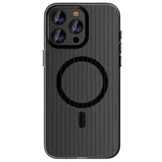 TVC iPhone 16 Pro Case Compatible with MagSafe Corrugated Texture Hard PC Matte Phone Cover - Black Edge