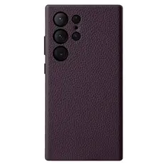 TVC MELKCO For Samsung Galaxy S25 Ultra Case Genuine Cow Leather + PC Anti Drop Phone Back Cover - Purple