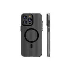TVC iPhone 16 Pro Case Compatible with MagSafe Corrugated Texture Hard PC Matte Phone Cover - Grey Edge, 2 image