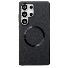 TVC Samsung Galaxy S25 Ultra Case Drop-Proof TPU + Cloth Back Phone Cover Compatible with MagSafe - Black