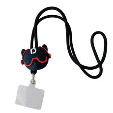 Mobile Phone Case TVC 45cm Phone Lanyard Cartoon Pendant Crossbody Rope Neck Strap with Patch - Black/Red