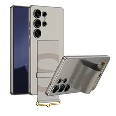 TVC GKK For Samsung Galaxy S25 Ultra Case with Strap Kickstand PU+Hard PC Protective Phone Cover - Titanium Grey