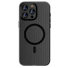TVC iPhone 16 Pro Max Case Compatible with MagSafe Corrugated Texture Hard PC Matte Phone Cover - Black Edge