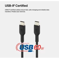 Belkin cable USB-C > USB-C charge/data, 1m, 60W, Type-C, PVC, black, 2 image