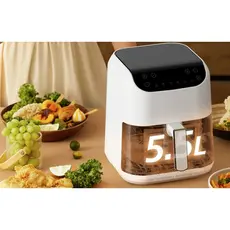 Deerma DEM-KZ130W, 1300W, 5.5L, Air Fryer, White/Black, 7 image