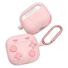 TVC AirPods 4 Case Game Console Shape Earphones Silicone Shell with Carabiner - Pink