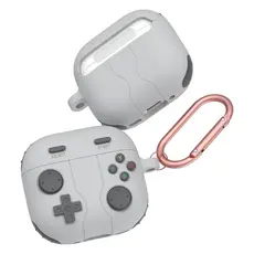 TVC AirPods 4 Case Game Console Shape Earphones Silicone Shell with Carabiner - Rock Grey