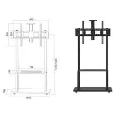 TV Mount Allscreen C1800, 42"-100", TV Mount With Roller, Black, 7 image
