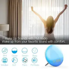 Smart Alarm Clock Moes WB-JK-AC-C Wi-Fi Wake-Up Light, Sunrise Simulation, 7 Colour Light, FM Radio, 4 Alarms, USB 5V/2A, White, 9 image