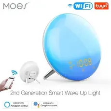 Smart Alarm Clock Moes WB-JK-AC-C Wi-Fi Wake-Up Light, Sunrise Simulation, 7 Colour Light, FM Radio, 4 Alarms, USB 5V/2A, White, 7 image