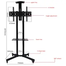 TV Mount Allscreen C1500, 32"-65", TV Mount With Roller, Black, 3 image