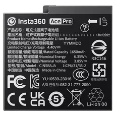 Camera Battery Insta360 Ace Pro / Ace Battery, 1650mAh, 6.35Wh, Fast Charging, Black, 2 image
