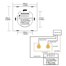 Smart Switch Moes WRS-EU3-WH-MS, Wi-Fi + RF433, Touch, 3 Gang, EU, Neutral Required, White, 4 image