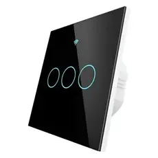 Smart Touch Switch Moes WRS-EU3-BK-MS, Wi-Fi + RF433, 3 Gang, EU, Neutral Required, Black