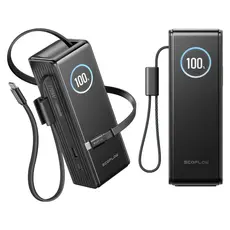 Power Bank EcoFlow RAPID 25000mAh, 170W, 100W Built-In and Retractable Cables, Black, 2 image
