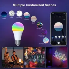 Smart Bulb Moes WB-TDA14-RCW-E27-MS, Wi-Fi, E27, 14W, 1521 lm, RGB + 2700-6500K, White, 2 image