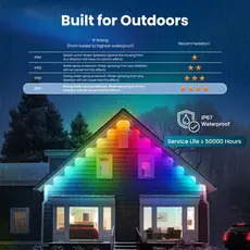 Lighting Moes WPL-CL01-RIC-EU-15-MS, WiFi Smart Eaves String LED Lights, 15 m, 30 Lamps, RGB, IP67, 5 image