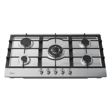 Gas Hob Midea MG9005TX, 5 Burners, 86 cm, Triple Crown WOK, Cast Iron Grates, Stainless Steel, 2 image