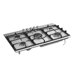 Gas Hob Midea MG9005TX, 5 Burners, 86 cm, Triple Crown WOK, Cast Iron Grates, Stainless Steel, 3 image