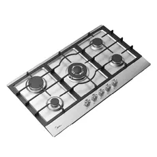 Gas Hob Midea MG9005TX, 5 Burners, 86 cm, Triple Crown WOK, Cast Iron Grates, Stainless Steel, 4 image